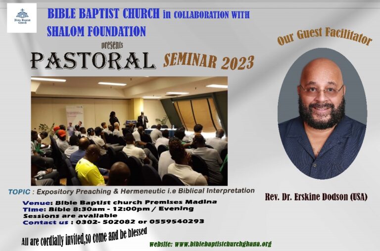 Pastoral Seminar with Rev.Dr Erskine Dadson